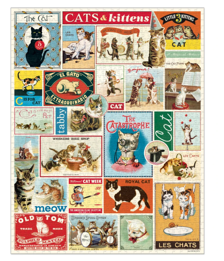 Cavallini Vintage Cats and Kittens 1000 Piece Puzzle