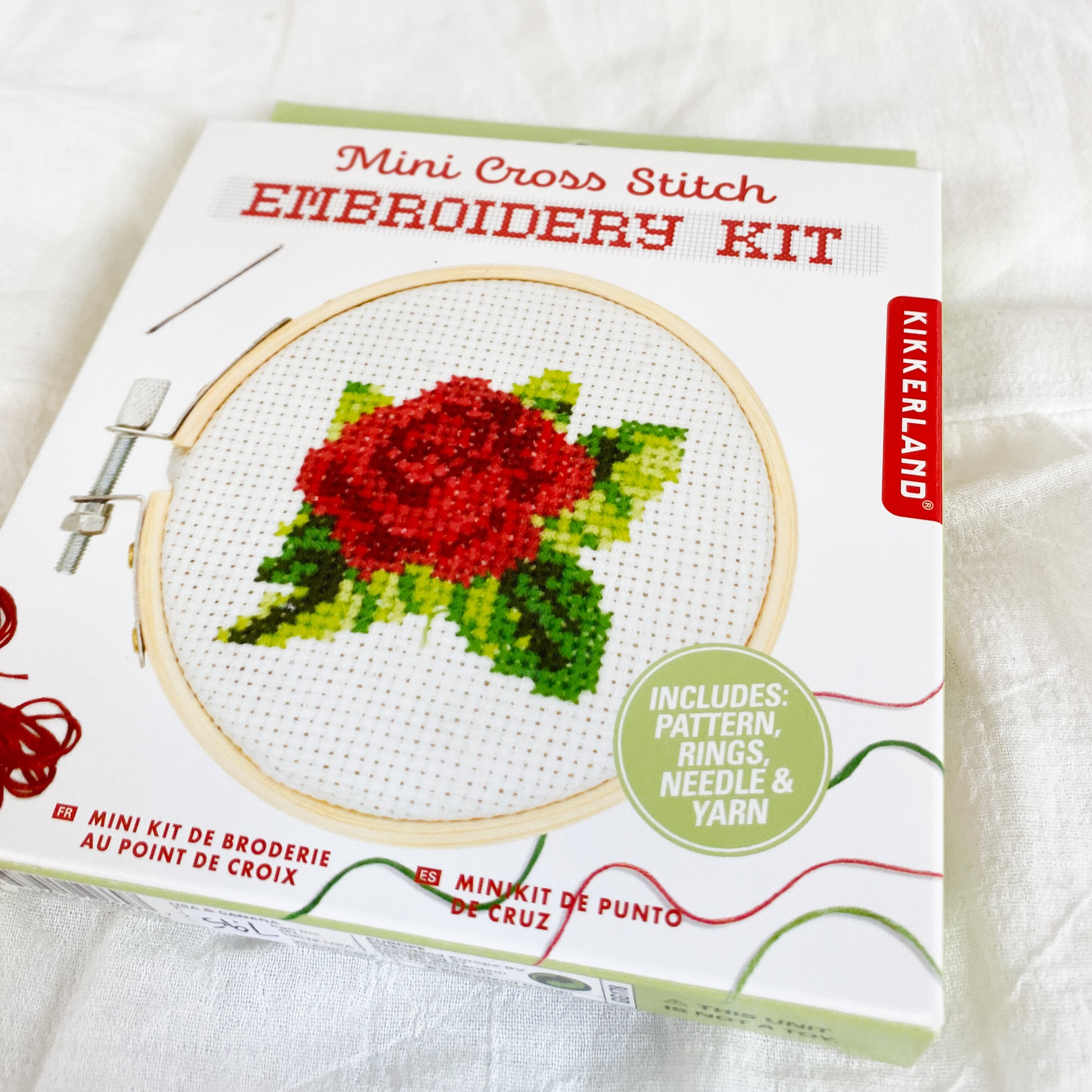 Mini Cross Stitch Embroidery Kit from Kikkerland Mushroom
